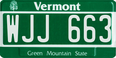 VT license plate WJJ663
