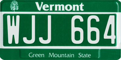 VT license plate WJJ664