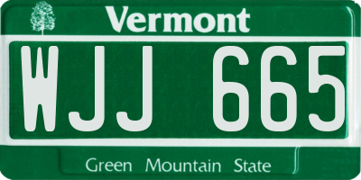 VT license plate WJJ665