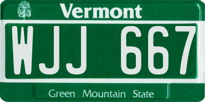 VT license plate WJJ667