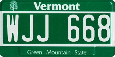 VT license plate WJJ668