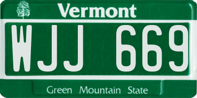 VT license plate WJJ669