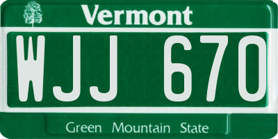 VT license plate WJJ670