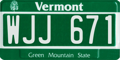 VT license plate WJJ671