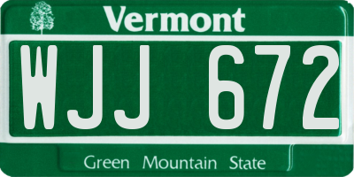 VT license plate WJJ672
