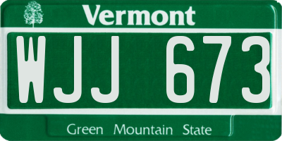 VT license plate WJJ673
