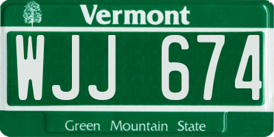 VT license plate WJJ674