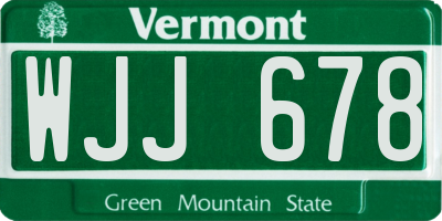 VT license plate WJJ678