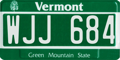 VT license plate WJJ684