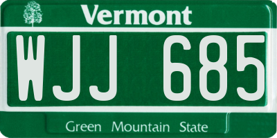 VT license plate WJJ685