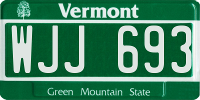 VT license plate WJJ693