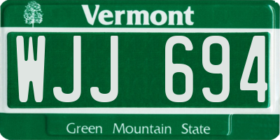 VT license plate WJJ694