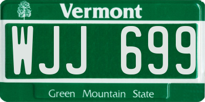 VT license plate WJJ699
