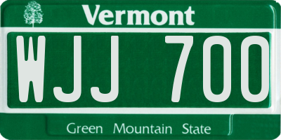 VT license plate WJJ700