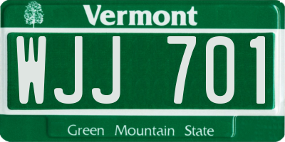 VT license plate WJJ701