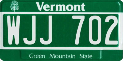 VT license plate WJJ702