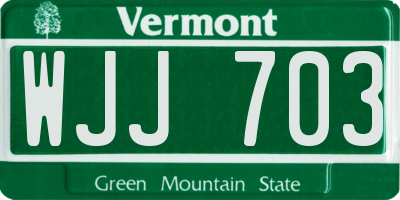 VT license plate WJJ703