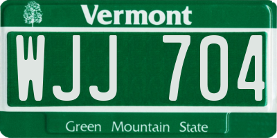 VT license plate WJJ704