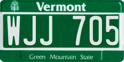VT license plate WJJ705