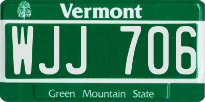 VT license plate WJJ706