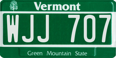 VT license plate WJJ707