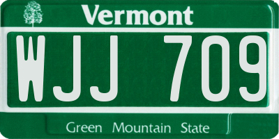 VT license plate WJJ709