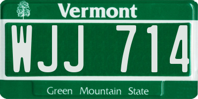 VT license plate WJJ714