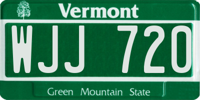 VT license plate WJJ720