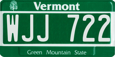 VT license plate WJJ722