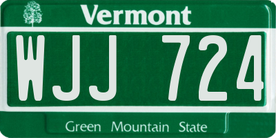 VT license plate WJJ724
