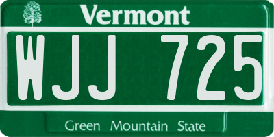 VT license plate WJJ725
