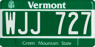 VT license plate WJJ727