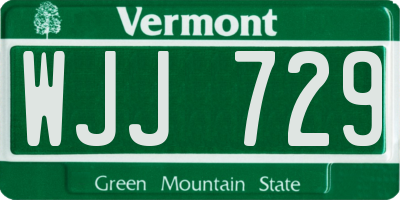 VT license plate WJJ729