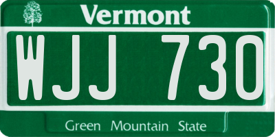 VT license plate WJJ730