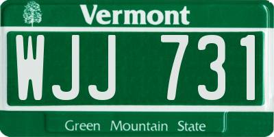 VT license plate WJJ731