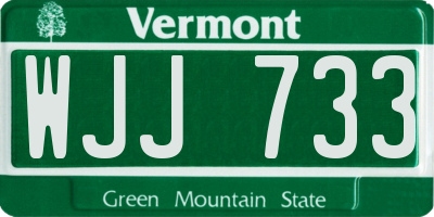 VT license plate WJJ733