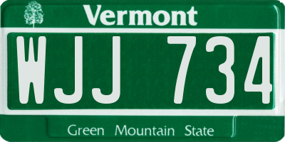 VT license plate WJJ734