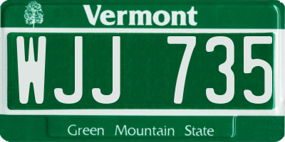 VT license plate WJJ735