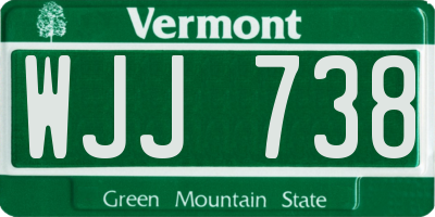 VT license plate WJJ738