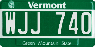 VT license plate WJJ740