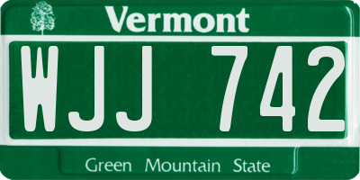 VT license plate WJJ742