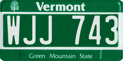 VT license plate WJJ743