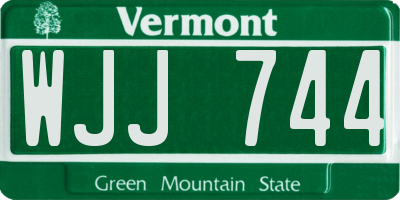 VT license plate WJJ744