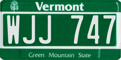 VT license plate WJJ747