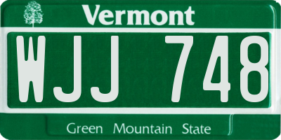 VT license plate WJJ748