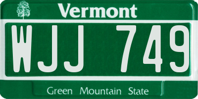 VT license plate WJJ749