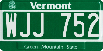 VT license plate WJJ752