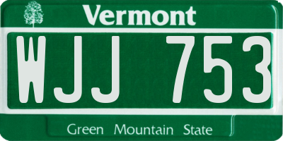 VT license plate WJJ753