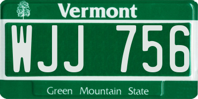 VT license plate WJJ756
