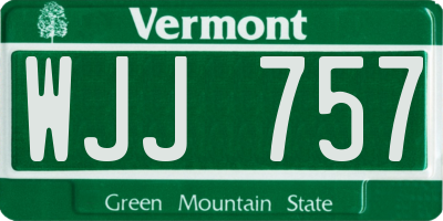 VT license plate WJJ757